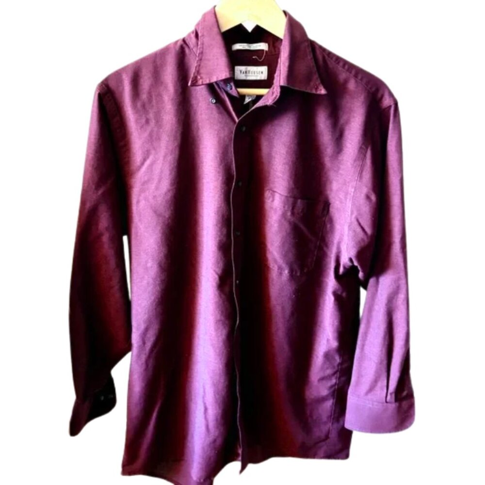 Van Heusen Burgundy Wrinkle Free Dress Shirt Men’s 16.5 32/33